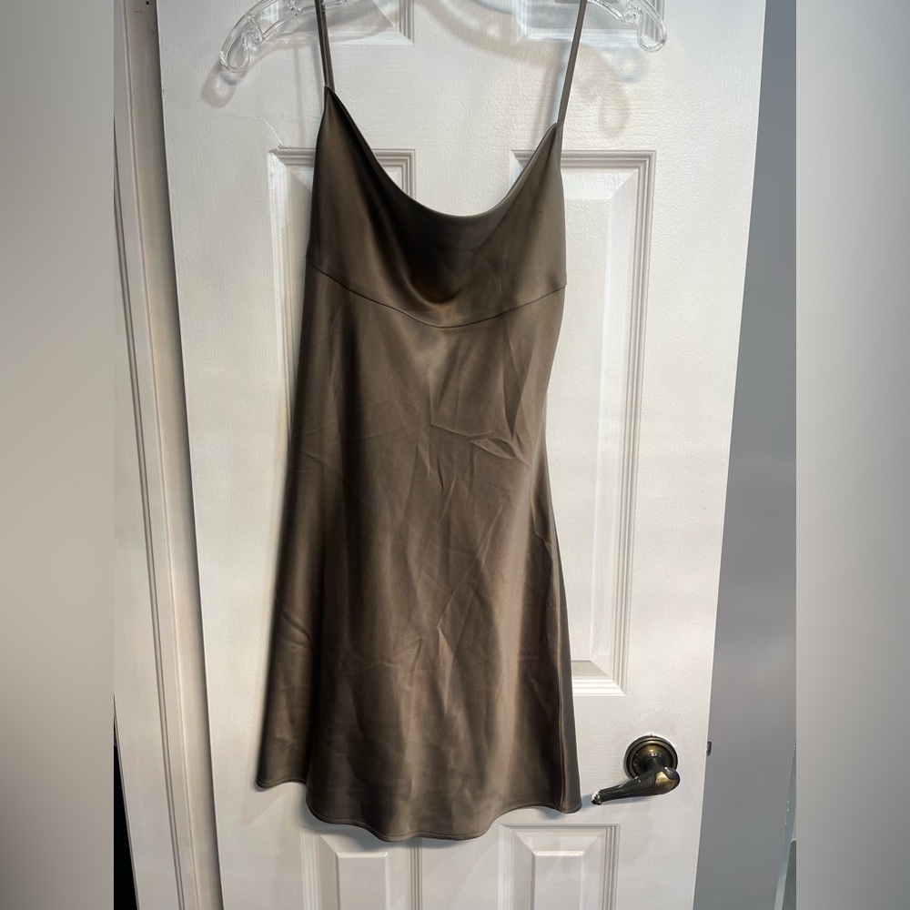 OAK + FORT Champagne Satin Dress